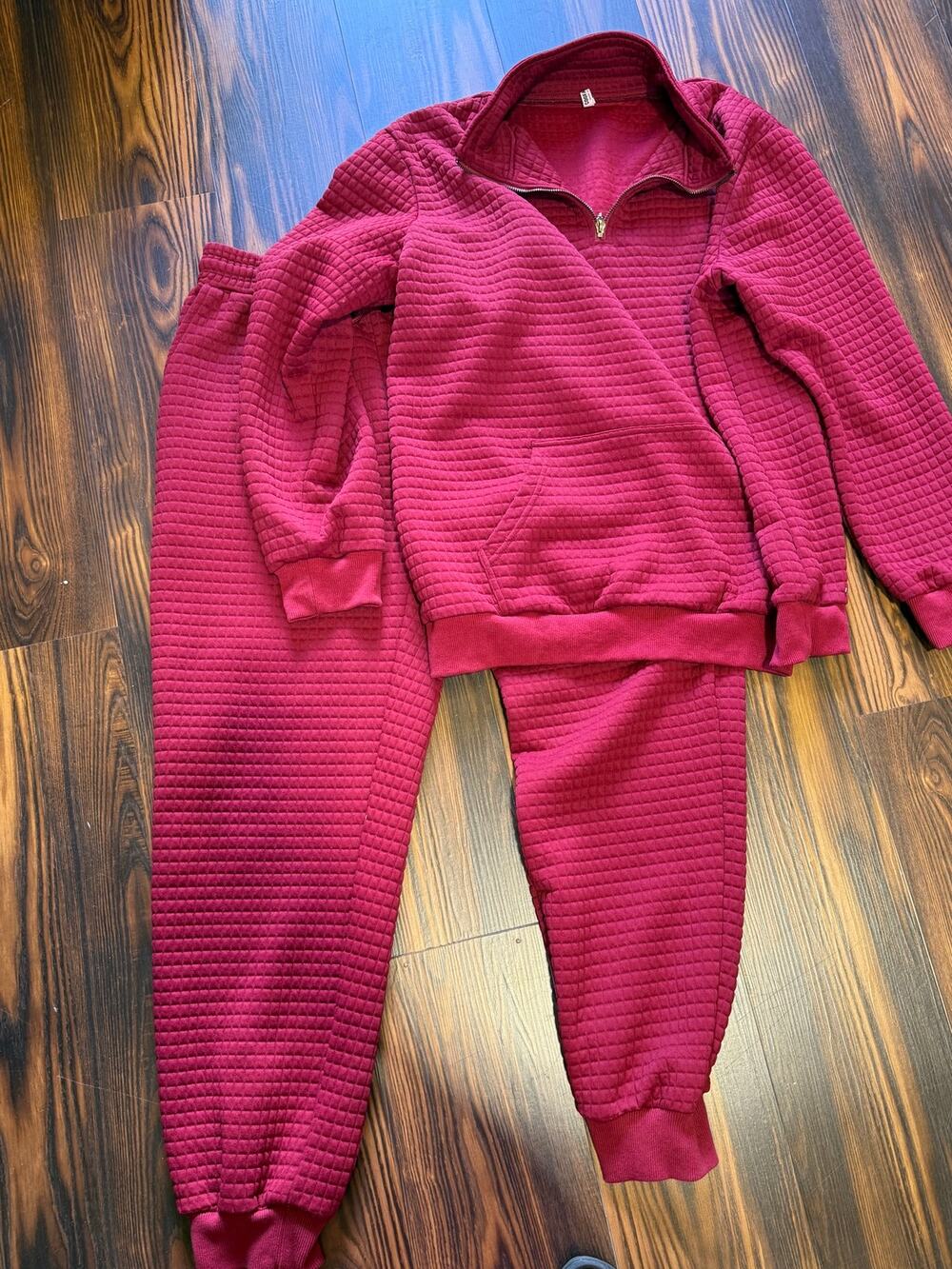 COOFANDY Men’s Quarter Zip Quilted Pullover & Jogger Sweatpants Size L